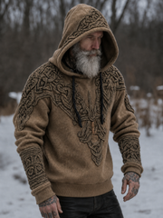Men's Viking Totem Rune Printed Hoodie