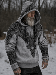 Men's Viking Totem Rune Printed Hoodie