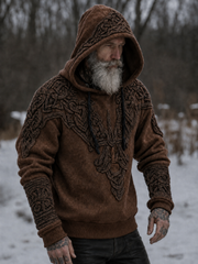 Men's Viking Totem Rune Printed Hoodie