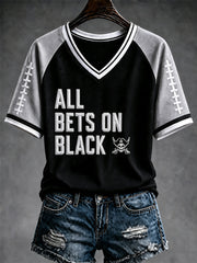Women's Las Vegas Football Fan Print V-neck T-shirt
