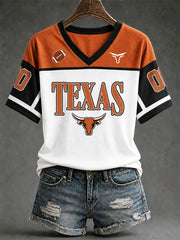 Women's Game Day Football Print Casual T-shirt