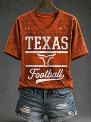 Women's Game Day Football Print Casual T-shirt