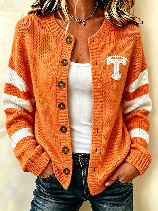 Women's Game Day Football Printed Casual Cardigan
