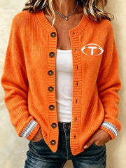 Women's Game Day Football Printed Casual Cardigan