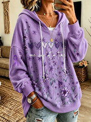 Women's Purple Floral & Alzheimer's Awareness Support Print Sweatshirt