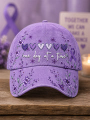Unisex Purple Floral & Alzheimer's Awareness Support Print Hat