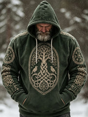 Men's Retro Viking Celtic Knot Pattern Design Casual Flannel Hoodie