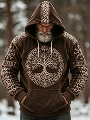 Men's Retro Viking Celtic Knot Pattern Design Casual Flannel Hoodie
