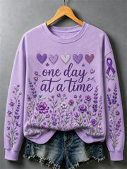Women's Purple Floral & Alzheimer's Awareness Support Print Sweatshirt