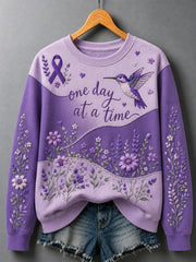Women's Purple Floral & Alzheimer's Awareness Support Print Sweatshirt