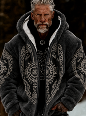 Men's Viking Tree of Life Celtic-Style Plush Cozy Warm Zipped Hooded Jacket
