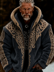 Men's Viking Tree of Life Celtic-Style Plush Cozy Warm Zipped Hooded Jacket