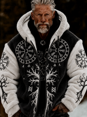 Men's Viking Tree of Life Celtic-Style Plush Cozy Warm Zipped Hooded Jacket