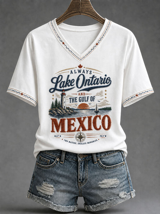 Women’s Lake Ontario Printed Casual T-Shirt