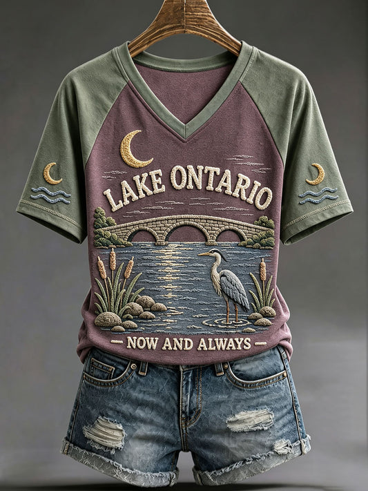 Women's "Lake Ontario. Now and Always" V-neck T-shirts