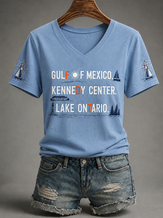 Women's FDT Gulf Of Mexico Kennedy Center Lake Ontario V-Neck Tee
