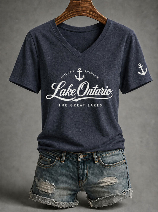 Women’s Lake Ontario Printed Casual T-Shirt