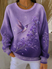 Women's Purple Art Print Casual Sweatshirt