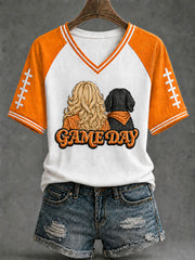 Women's Go Big Orange Print Casual T-Shirt