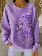 Women's Purple Art Print Casual Sweatshirt