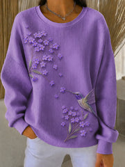 Women's Purple Art Print Casual Sweatshirt