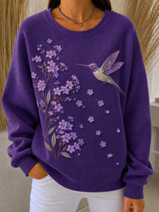 Women's Purple Art Print Casual Sweatshirt