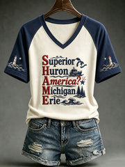 Women's S‑H‑A‑M‑E V-neck T-shirt