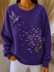 Women's Purple Art Print Casual Sweatshirt