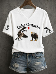 Women's Ontario Canada Goose and Eagle Fun Casual T-shirt