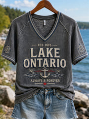 Women's Lake Ontario Always & Forever Print Casual short-sleeved T-shirt