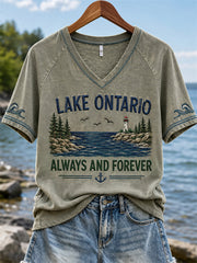 Women's Lake Ontario Always & Forever Print Casual short-sleeved T-shirt