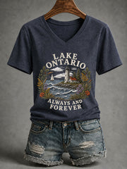 Women’s Lake Ontario Printed Casual T-Shirt