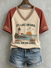 Women's "IT'S LAKE ONTARIO. THEN, NOW AND ALWAYS" V-neck T-shirts