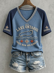 Women's "IT'S LAKE ONTARIO. THEN, NOW AND ALWAYS" V-neck T-shirts