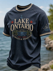Men's Lake Ontario Always & Forever Print Casual short-sleeved T-shirt