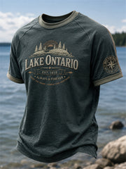 Men's Lake Ontario Always & Forever Print Casual short-sleeved T-shirt