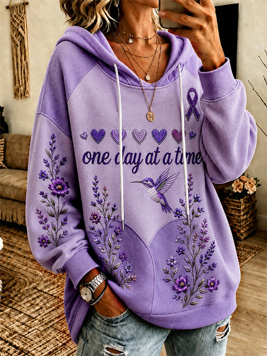 Women's Purple Floral & Alzheimer's Awareness Support Print Sweatshirt
