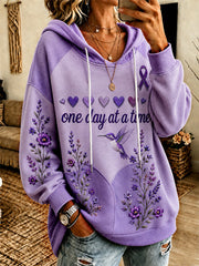 Women's Purple Floral & Alzheimer's Awareness Support Print Sweatshirt