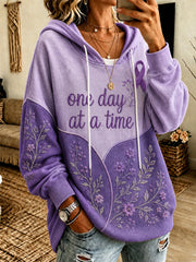 Women's Purple Floral & Alzheimer's Awareness Support Print Sweatshirt