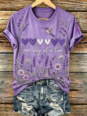 Women's Purple Floral & Alzheimer's Awareness Support Print Tee