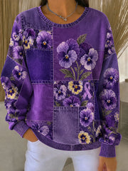Women's Alzheimer's Awareness Flowers Regular Sweatshirt