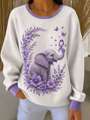 Women's Purple Art Print Casual Sweatshirt