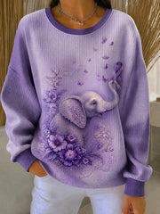 Women's Purple Art Print Casual Sweatshirt