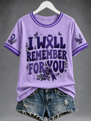 Women's Alzheimer's Awareness Purple Art Print short-sleeved T-shirt