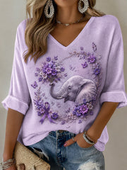 Women's Purple Art Print Casual T-shirt