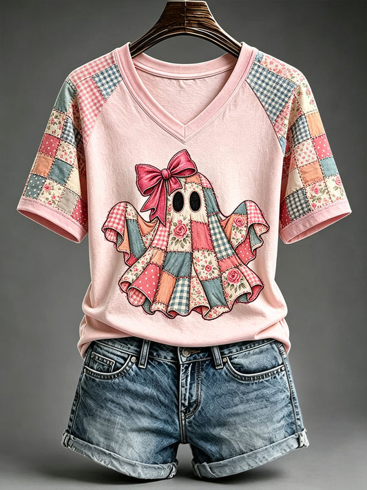 Women's Ghost Patchwork Art T-Shirt