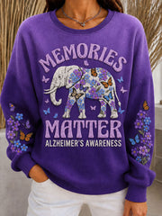 Women's Elephant  Alzheimer Ribbed Round-Neck Sweatshirt