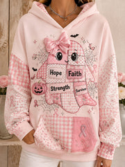 Women's Breast Cancer Awareness Art Printed Hoodie