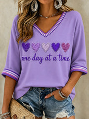 Women's  Alzheimer's Awareness Support Print V-Neck Tee