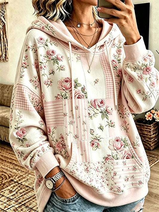 Women's Breast Cancer Awareness Flowers Hoodie